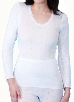 White Snowdrop Brushed Thermal Long Sleeve Vest